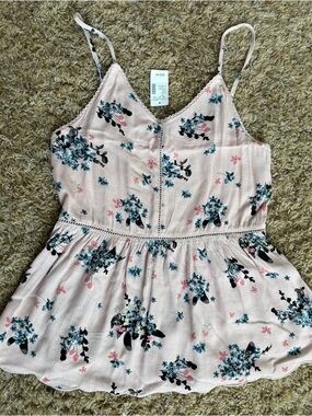 NWT MauriceFloral Spaghetti Strap Tank Top - Light Blush XS